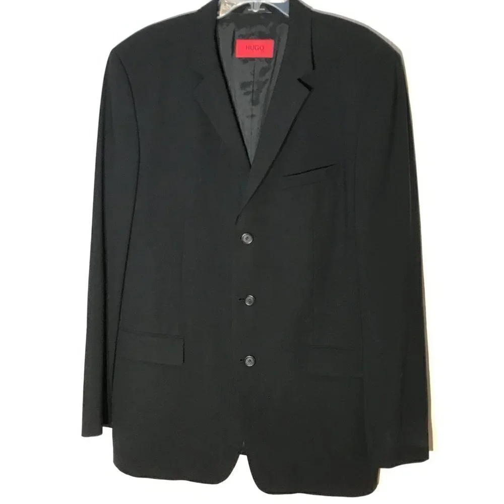 Hugo Boss Black Sport Coat Jacket Blazer size 44L Suit Designer 3 Button WooL - Picture 4 of 12